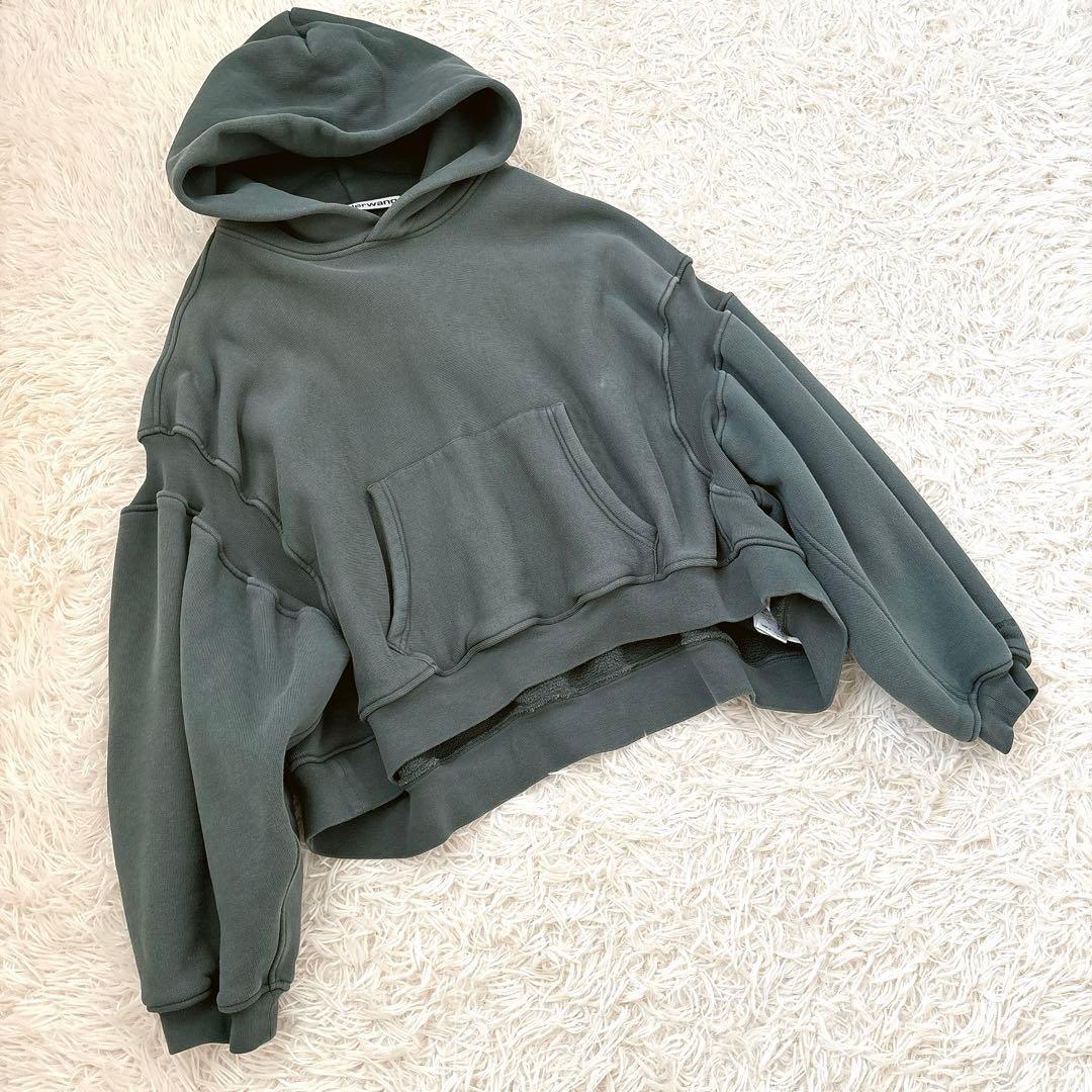 アレキサンダーワン　ダークグリーン クロップドパーカー　コクーン　Mサイズ