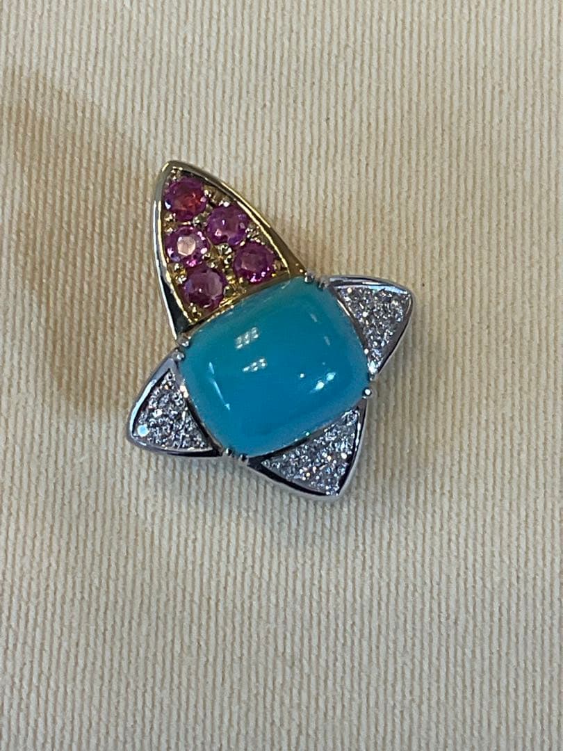 トルコ石デザインペンダントヘッド　pt900 k18