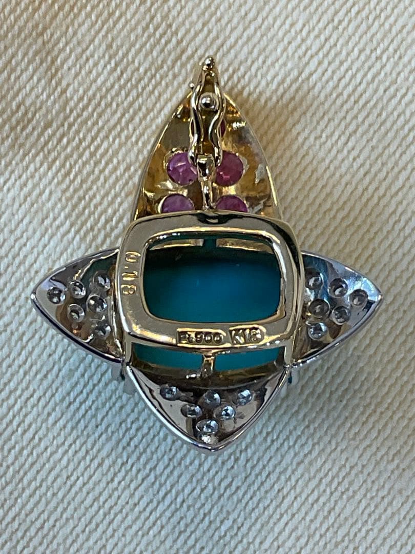 トルコ石デザインペンダントヘッド　pt900 k18