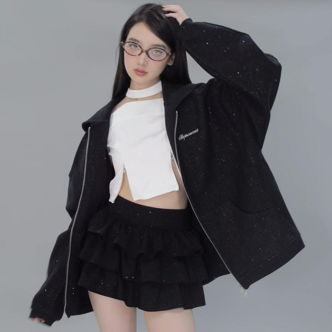 【新品未使用 】andwang kirakira zipup black