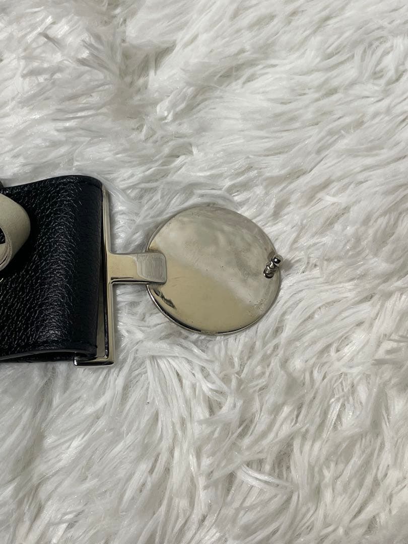 BVLGARI 本革 太ベルト ブラック シルバー金具 ロゴバックル