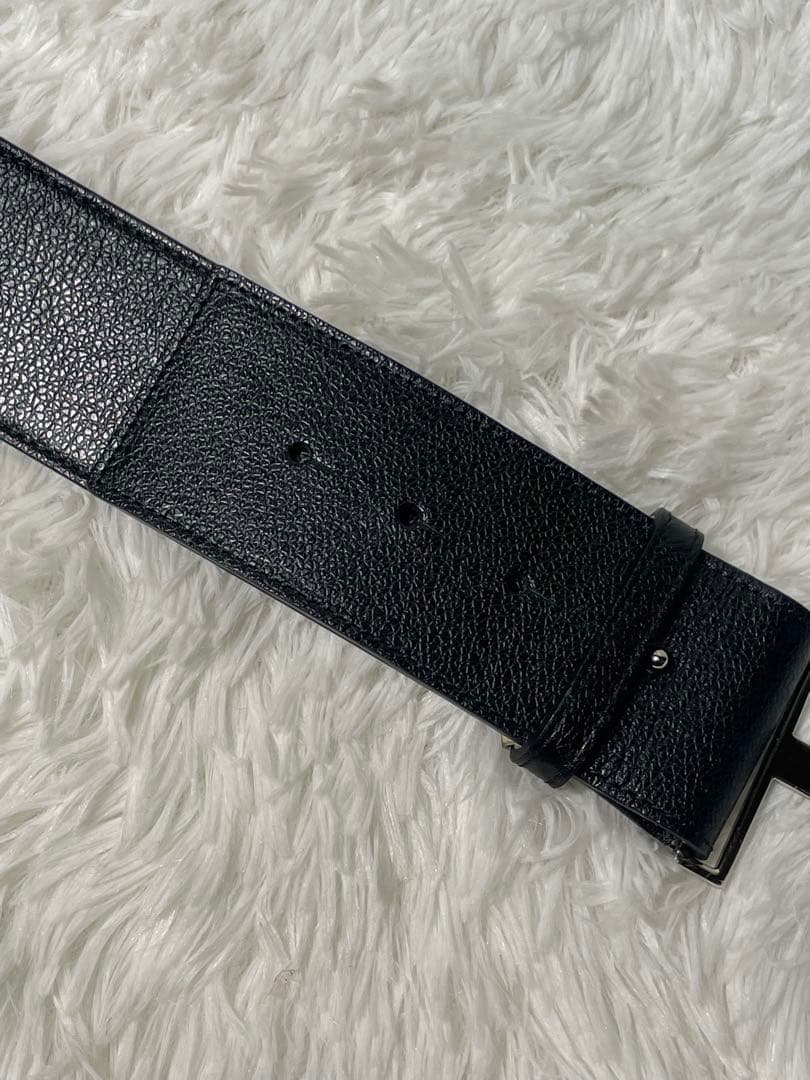 BVLGARI 本革 太ベルト ブラック シルバー金具 ロゴバックル