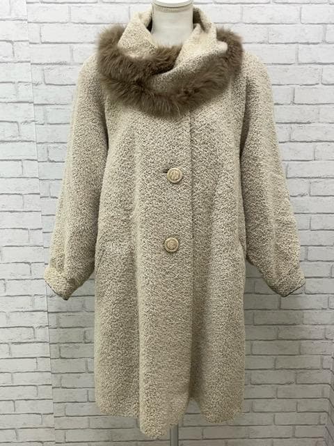 (K11156) Rossa アルパカ入りウールフォックスファー付きロングコート