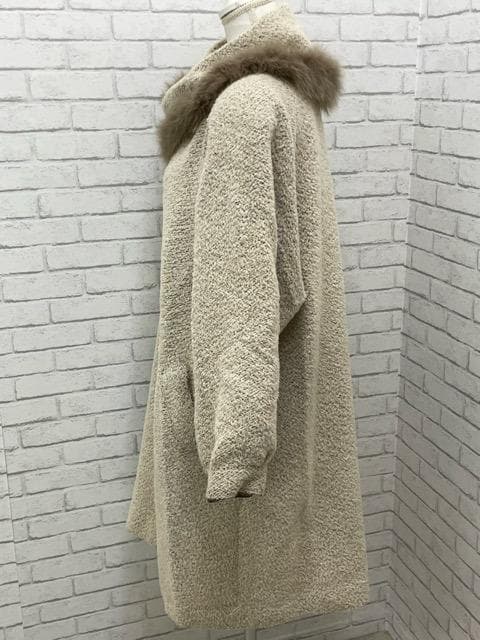 (K11156) Rossa アルパカ入りウールフォックスファー付きロングコート