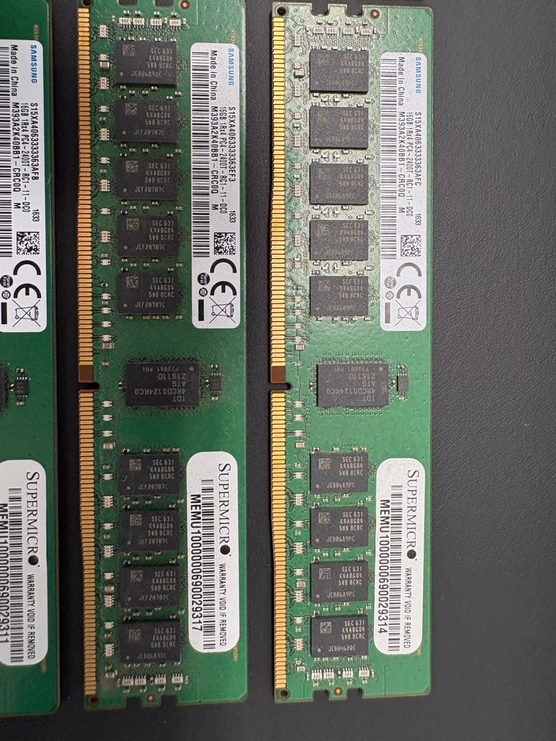 SAMSUNG DDR4-2400T 128GB(16GB x 8枚）