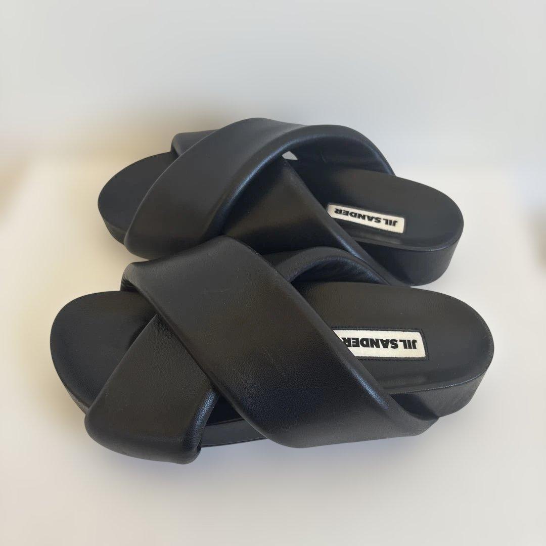 JIL SANDER クロスストラップサンダル ブラック37
