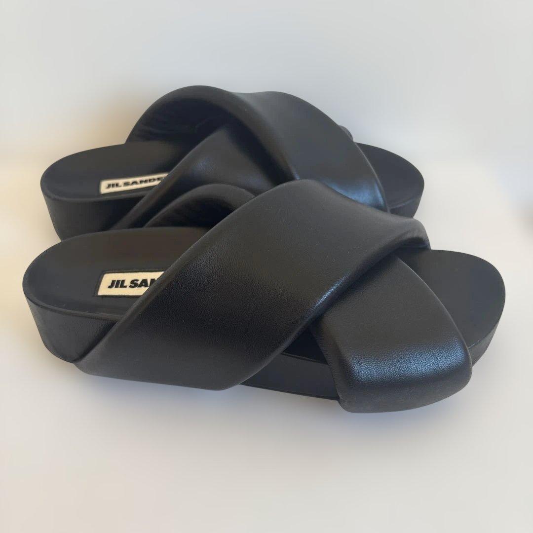 JIL SANDER クロスストラップサンダル ブラック37