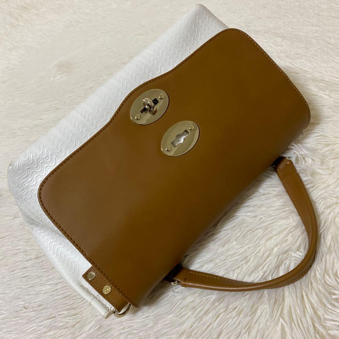 ザネラート ポスティーナ レザー ターンロック ハンドバッグ 2WAY 美品