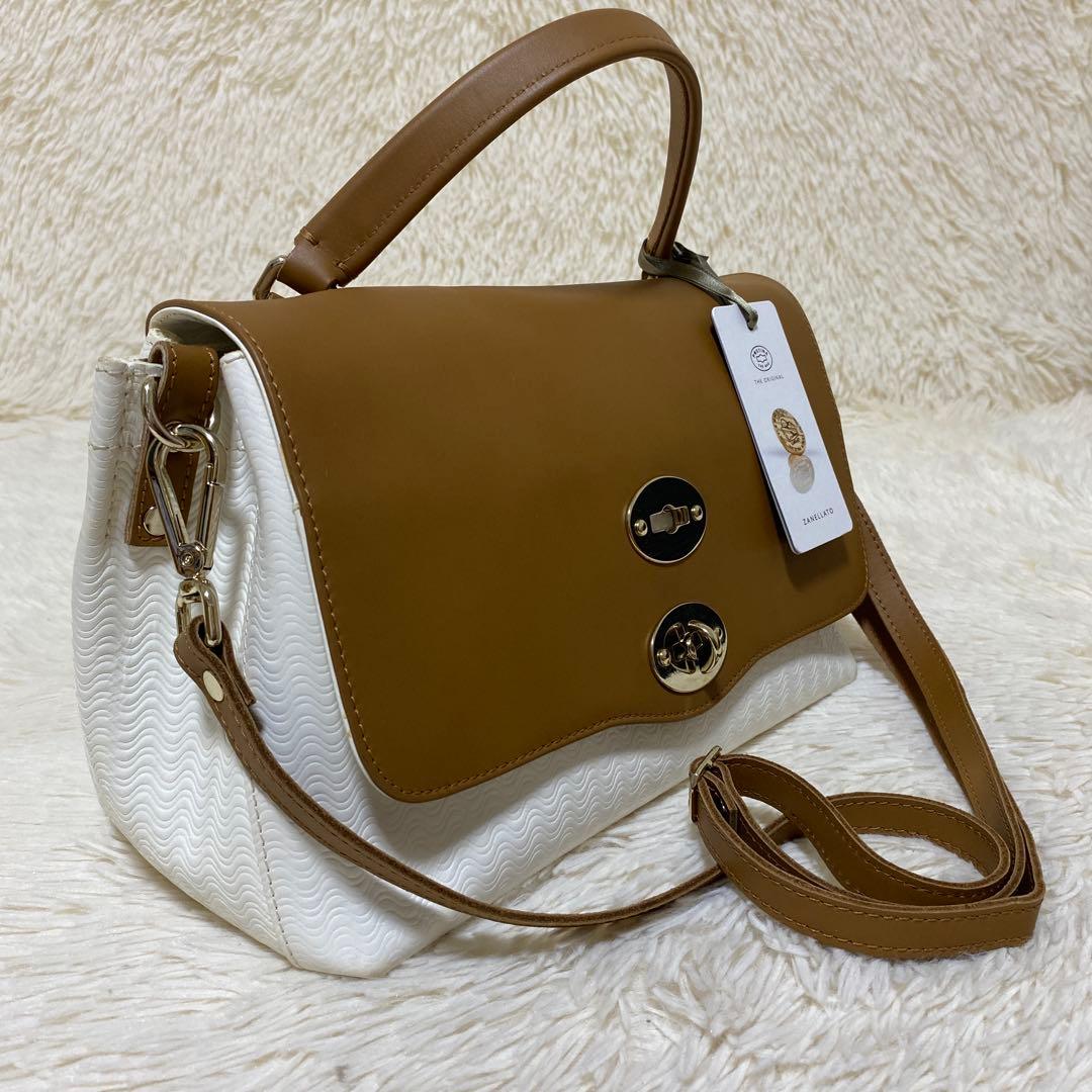 ザネラート ポスティーナ レザー ターンロック ハンドバッグ 2WAY 美品