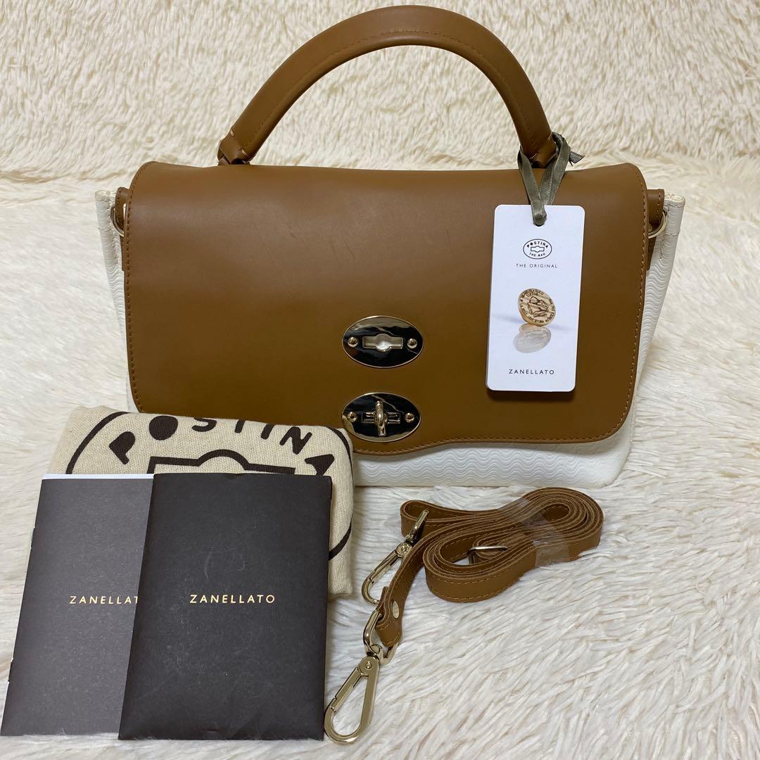 ザネラート ポスティーナ レザー ターンロック ハンドバッグ 2WAY 美品