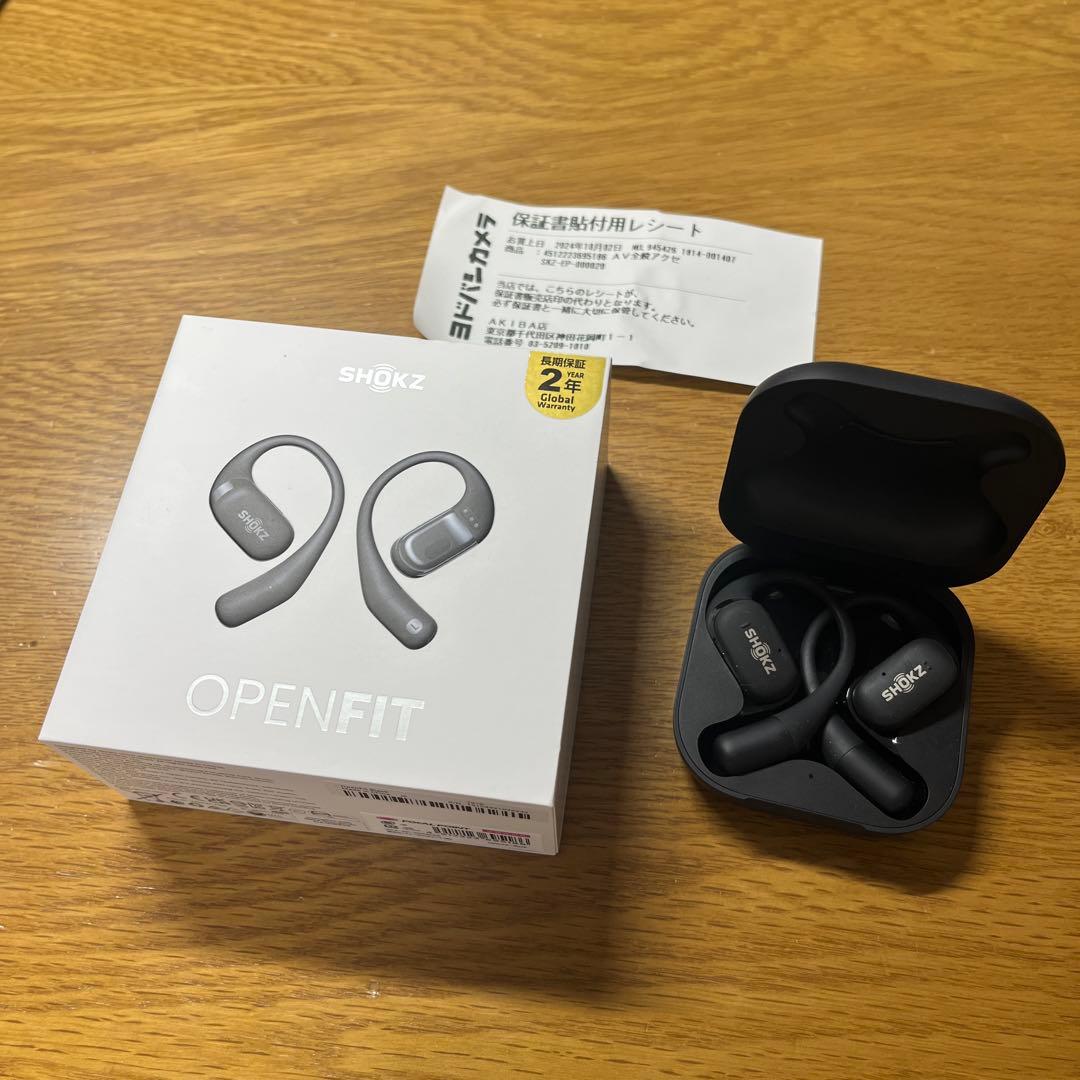 【保証1年弱】SHOKZ OPENFIT ワイヤレスイヤホン ブラック
