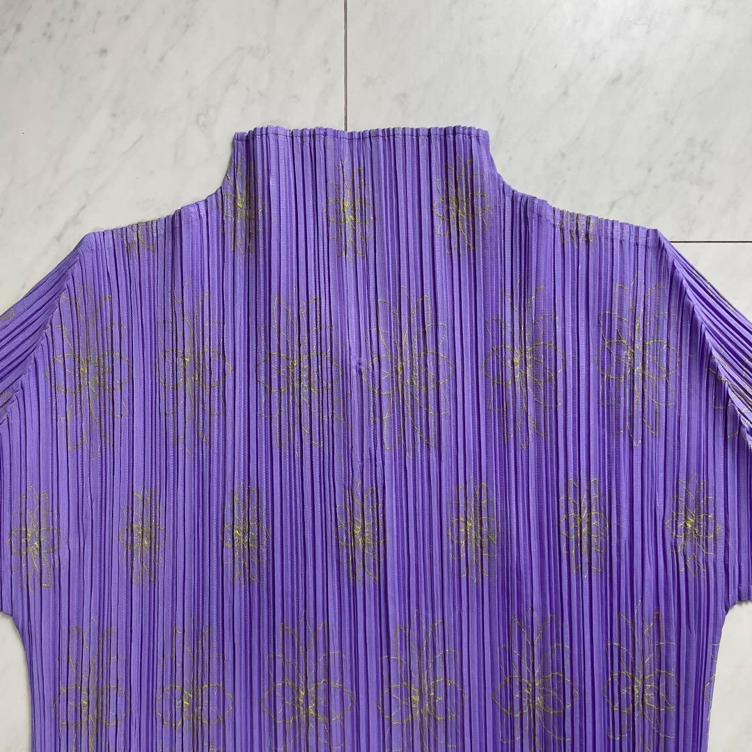 プリーツプリーズ イッセイミヤケ 半袖カットソー トップス 花柄刺繍 総柄 3