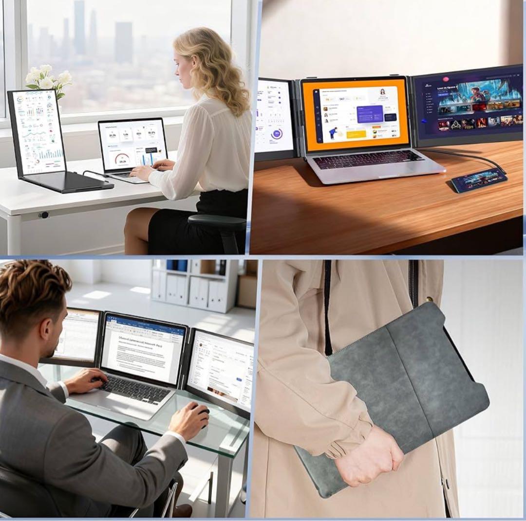 14インチ ディアルモバイルモニター【超薄型・超軽量】 2画面 ノートパソコン用