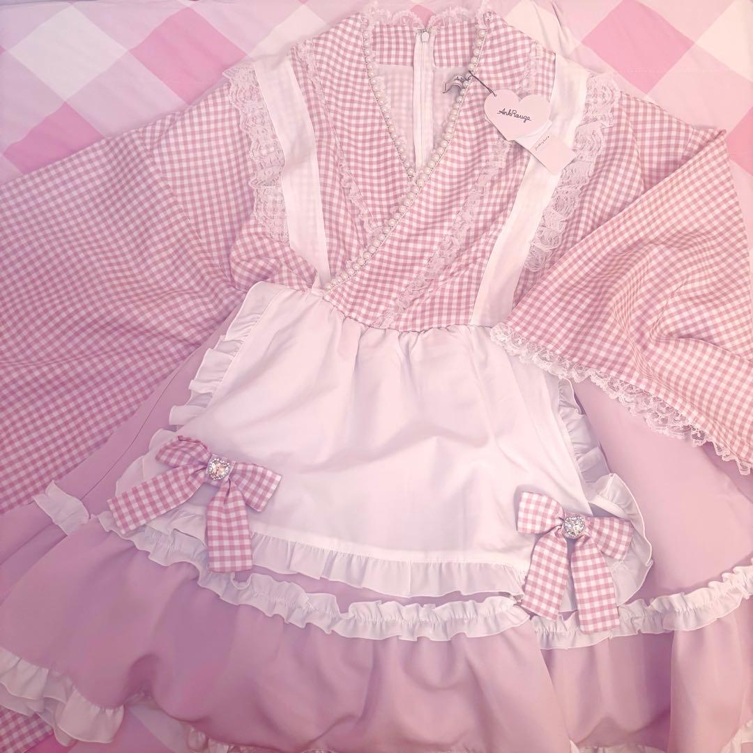 Ank Rouge ギンガムメイド浴衣ドレス ピンク