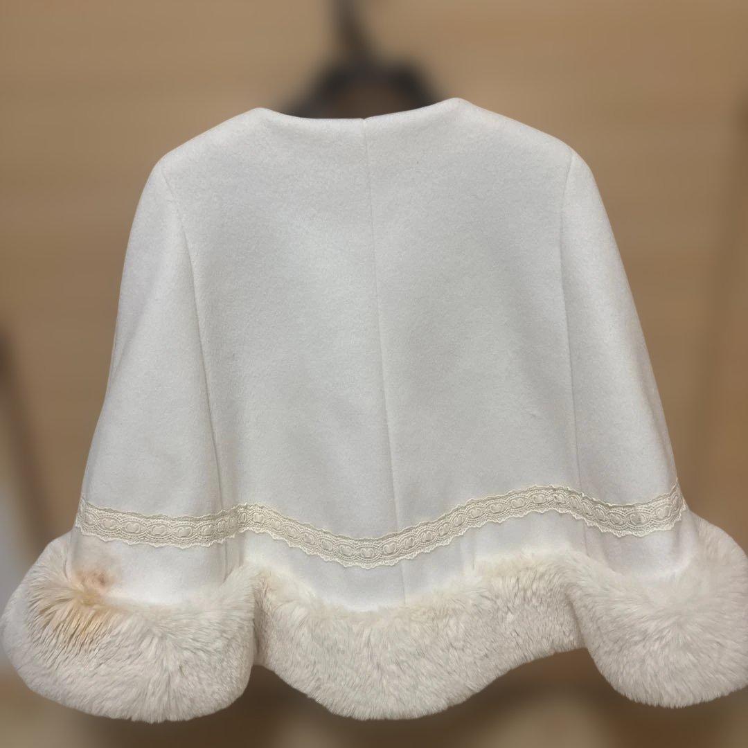 LIZ LISA シャギーツインリボンポンチョ ホワイト タグ付き