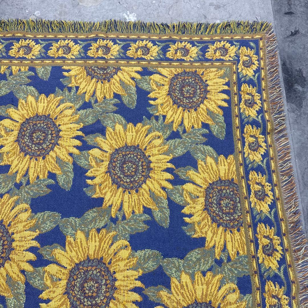 ひまわり　向日葵　マルチカバー　ソファーカバー　ヴィンテージラグ　186x123