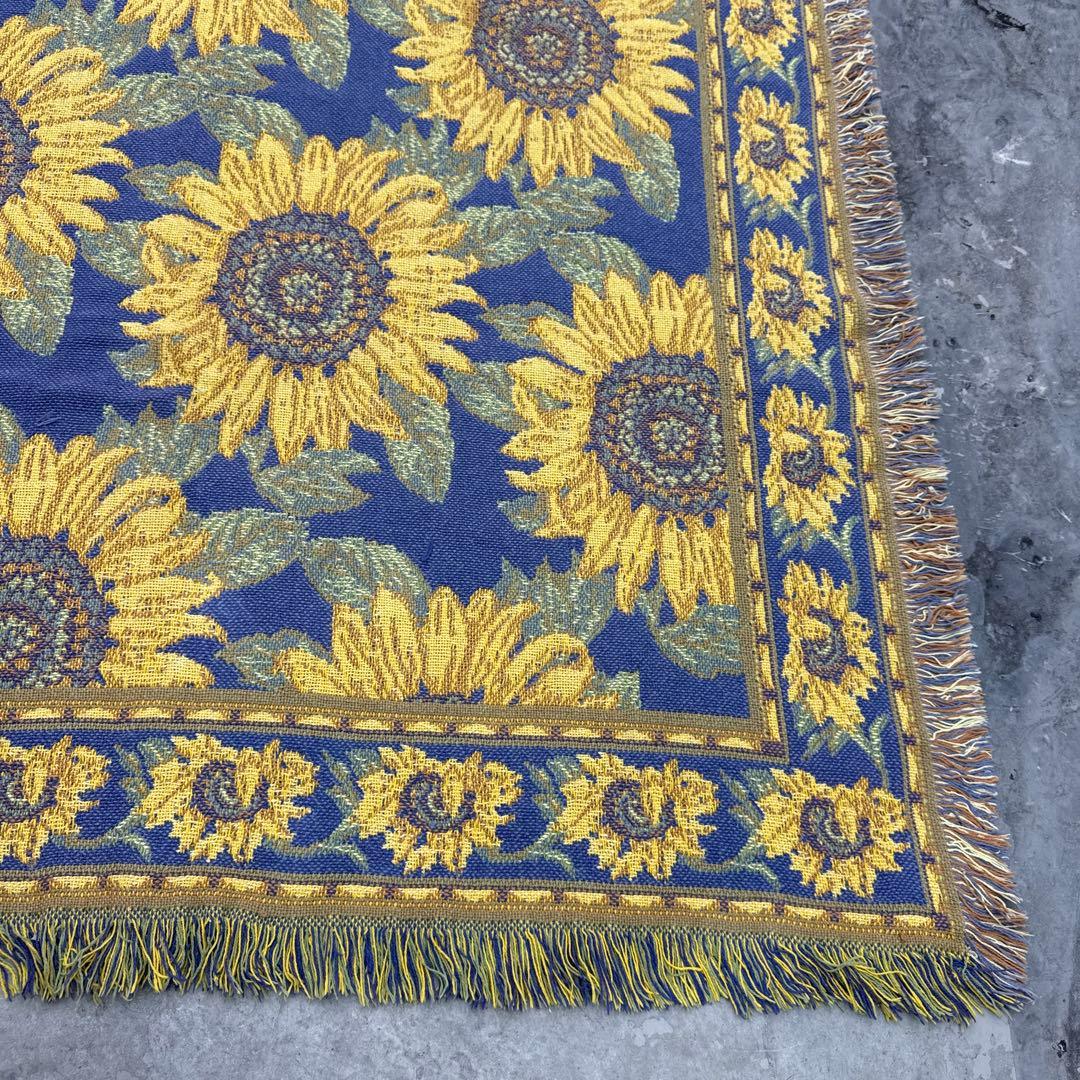 ひまわり　向日葵　マルチカバー　ソファーカバー　ヴィンテージラグ　186x123