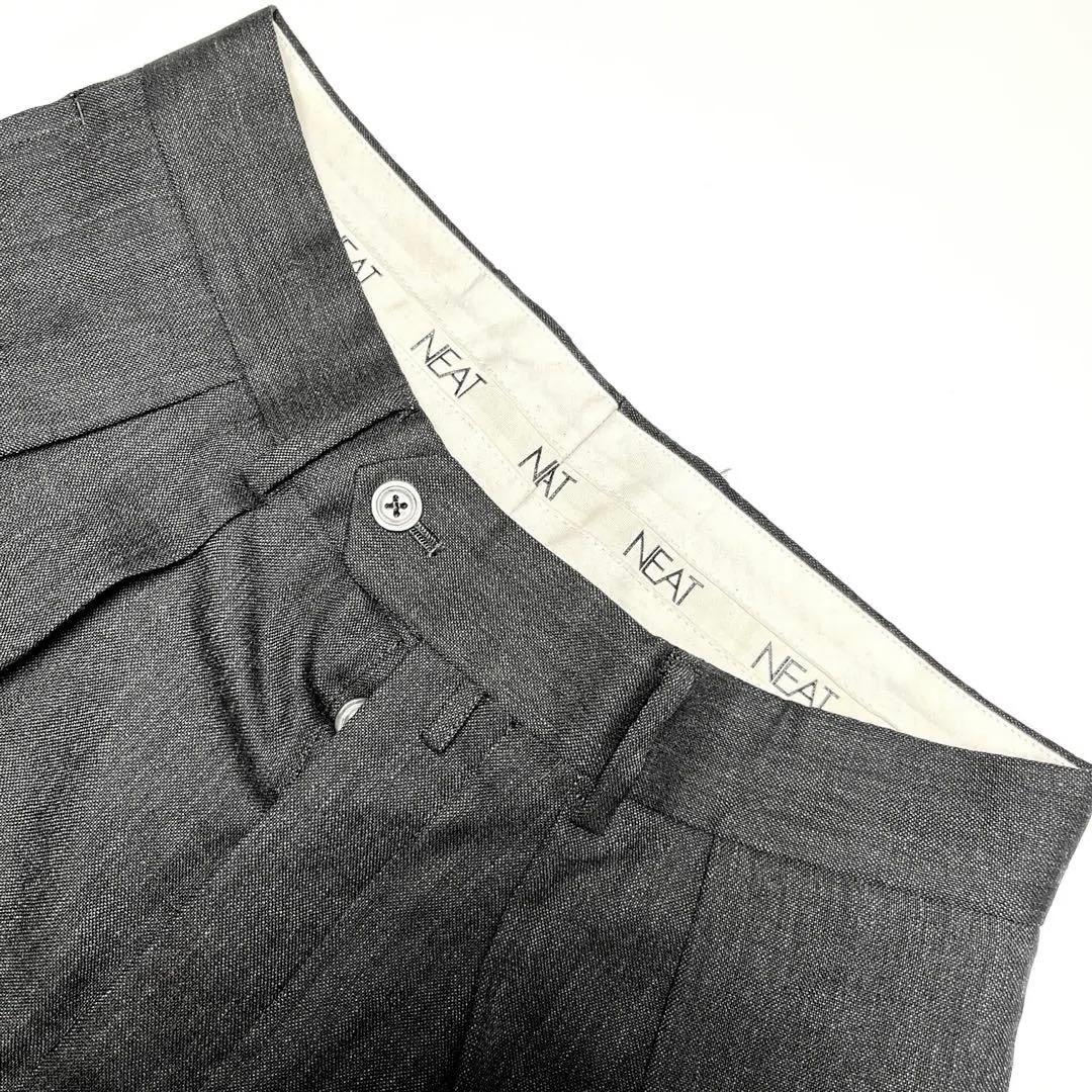 【美品】NEATスラックス 2タックワイド サマーウール｜Md.Gray