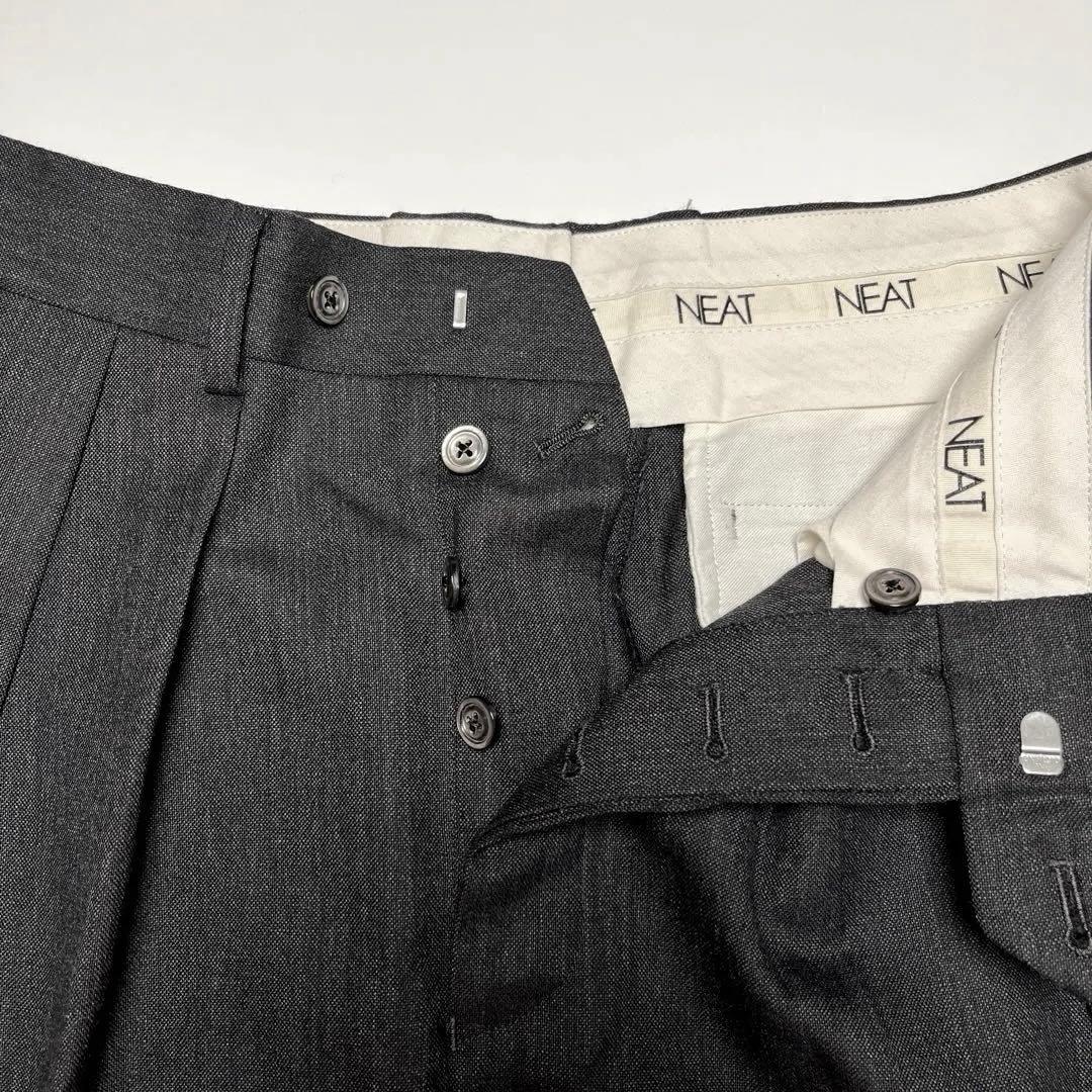 【美品】NEATスラックス 2タックワイド サマーウール｜Md.Gray