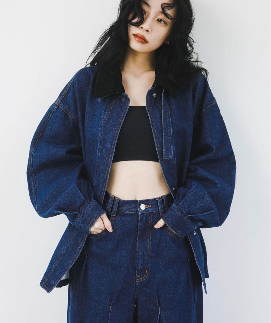 KBF 2WAYカラーデニムブルゾン　ブルー