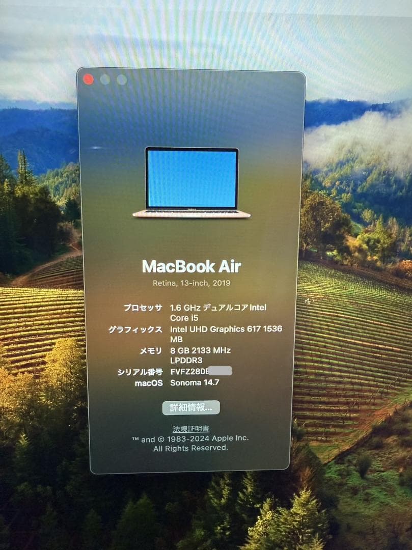 未使用品近い Macbook Air 2019 13インチ A1932