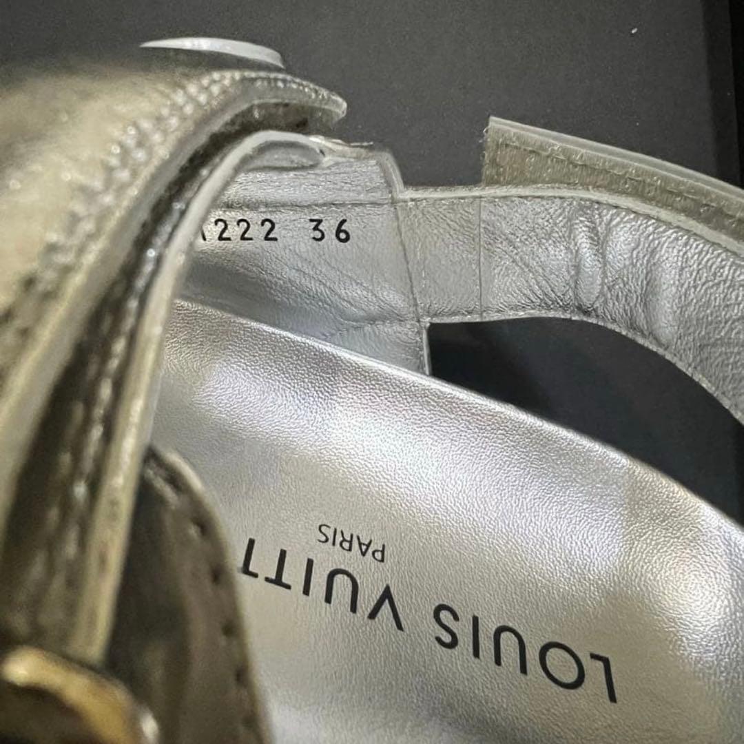 LOUIS VUITTON シルバー ストラップサンダル 36