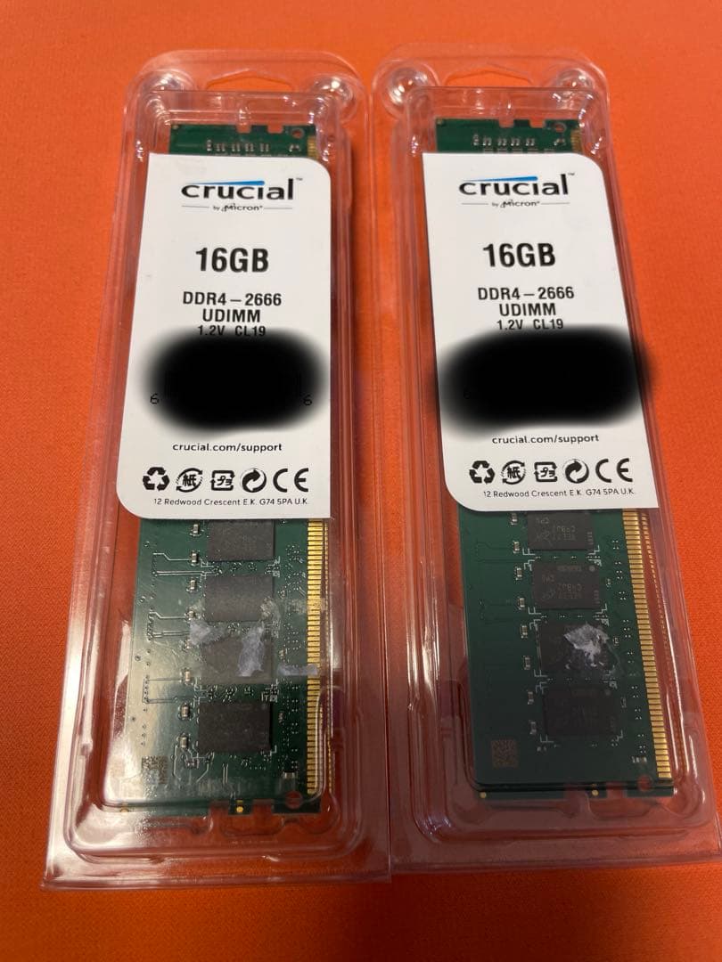 m*u様 Crucial 16GB DDR4-2666 UDIMM 2個(計32
