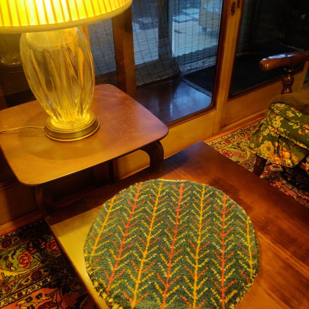 イラン シラーズ ギャッベ 座布団 手織り 草木染 円 丸 チェアマット