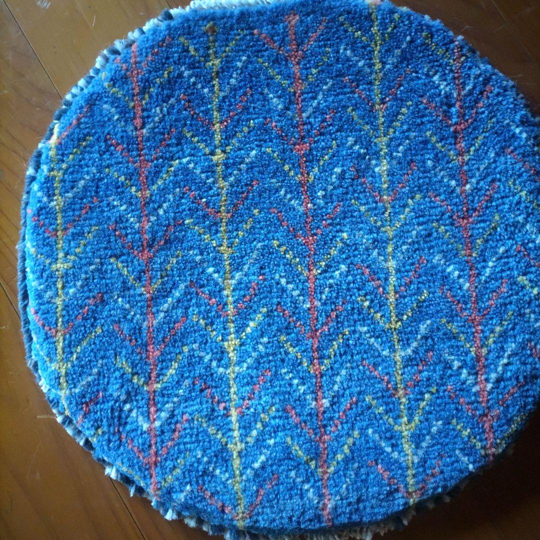 イラン シラーズ ギャッベ 座布団 手織り 草木染 円 丸 チェアマット