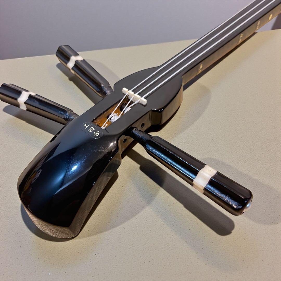 【ほぼ未使用】沖縄三線 工四合 人工皮 入門セット　蛇柄 初心者オススメ 三線