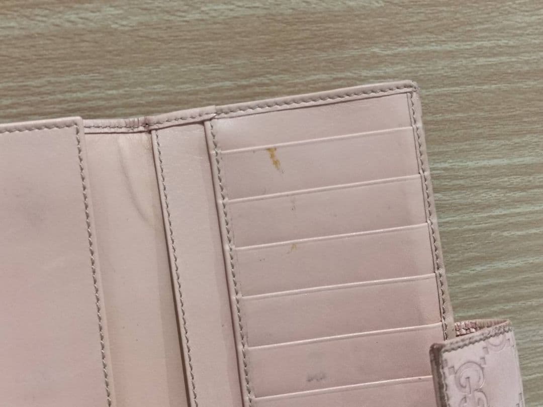 GUCCI グッチ　シマ レザー 長財布　wホック　メタルロゴ