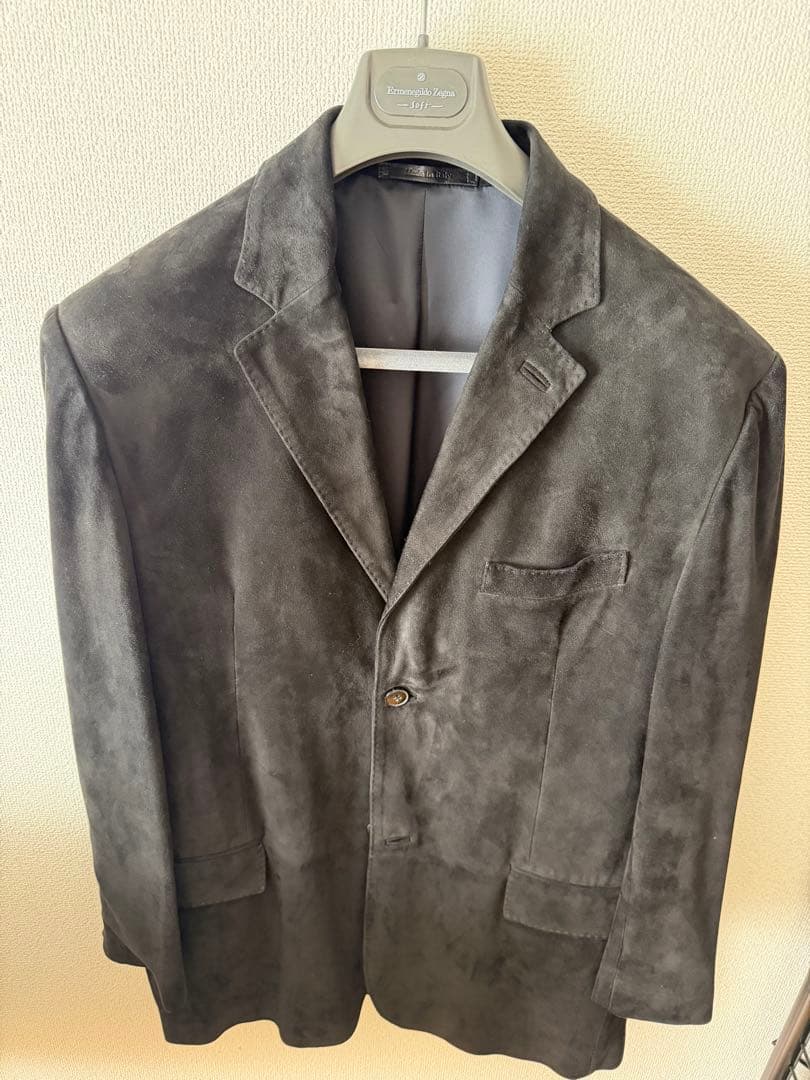 Ermenegildo Zegna「Soft」黒いスエード製テーラードジャケット