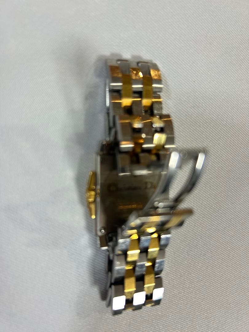 Christian Diorゴールドシルバーコンビ スクエア腕時計