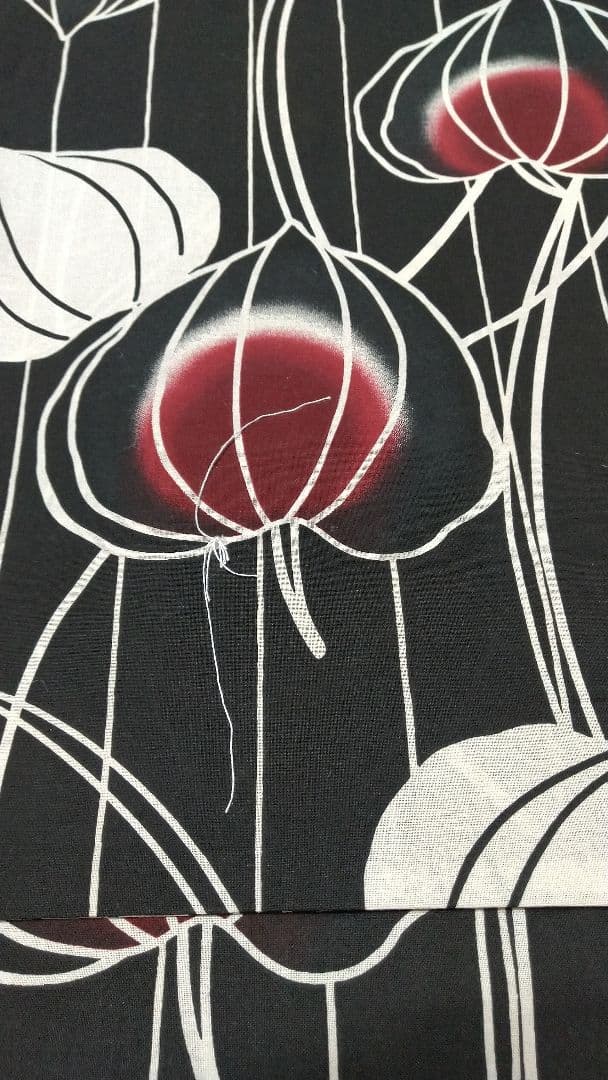 鬼灯 ほおずき柄 浴衣 黒赤白 新品未使用