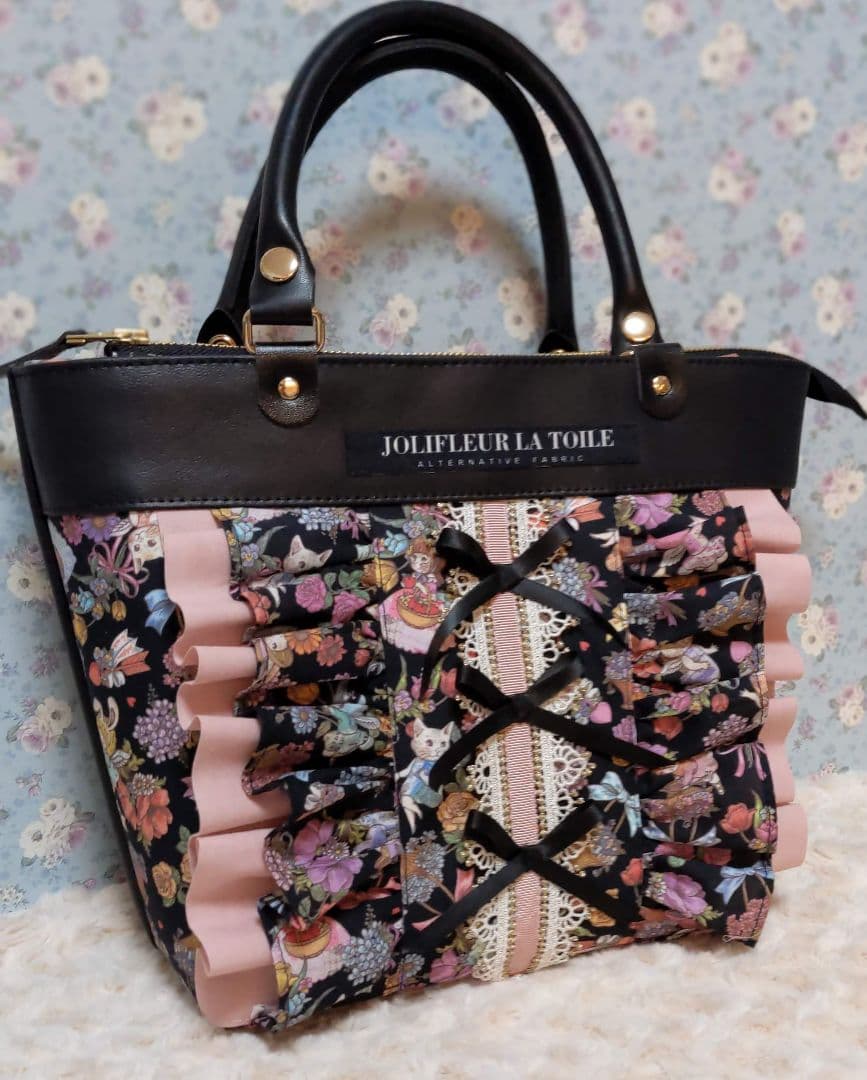 美*ち様 ジョリーフルール　フラップファスナートート　マイリトルテイラー　ブラッ