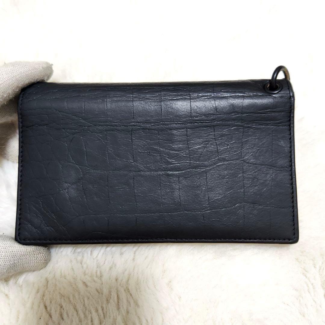 ✨希少　付属品完備✨サンローラン　長財布　チェーンウォレット　クロコ　カサンドラ