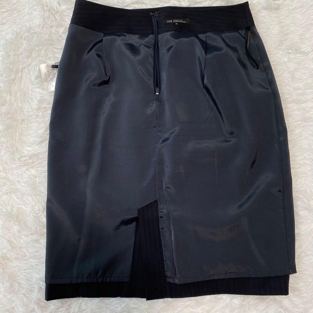 23区　スカートスーツ　４０　ウォッシャブル　ダークネイビー　ビジネススーツ