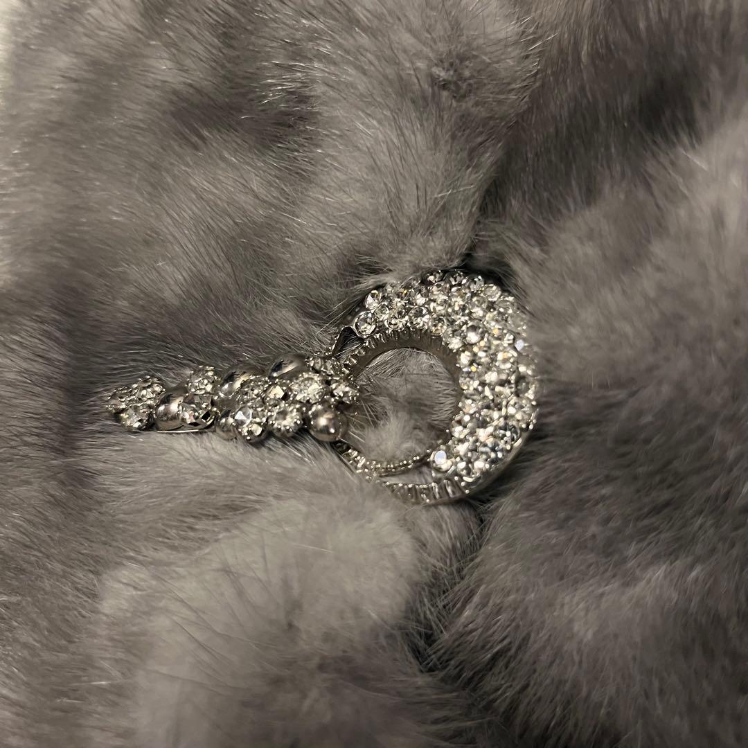 希少 ミンク100【VOGUE VIRILE】ベスト ジレ XL 毛皮 シルバー