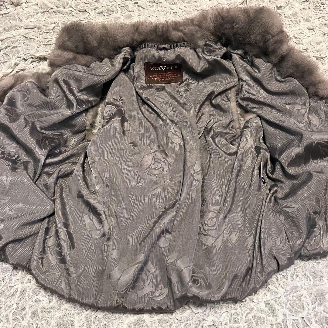 希少 ミンク100【VOGUE VIRILE】ベスト ジレ XL 毛皮 シルバー