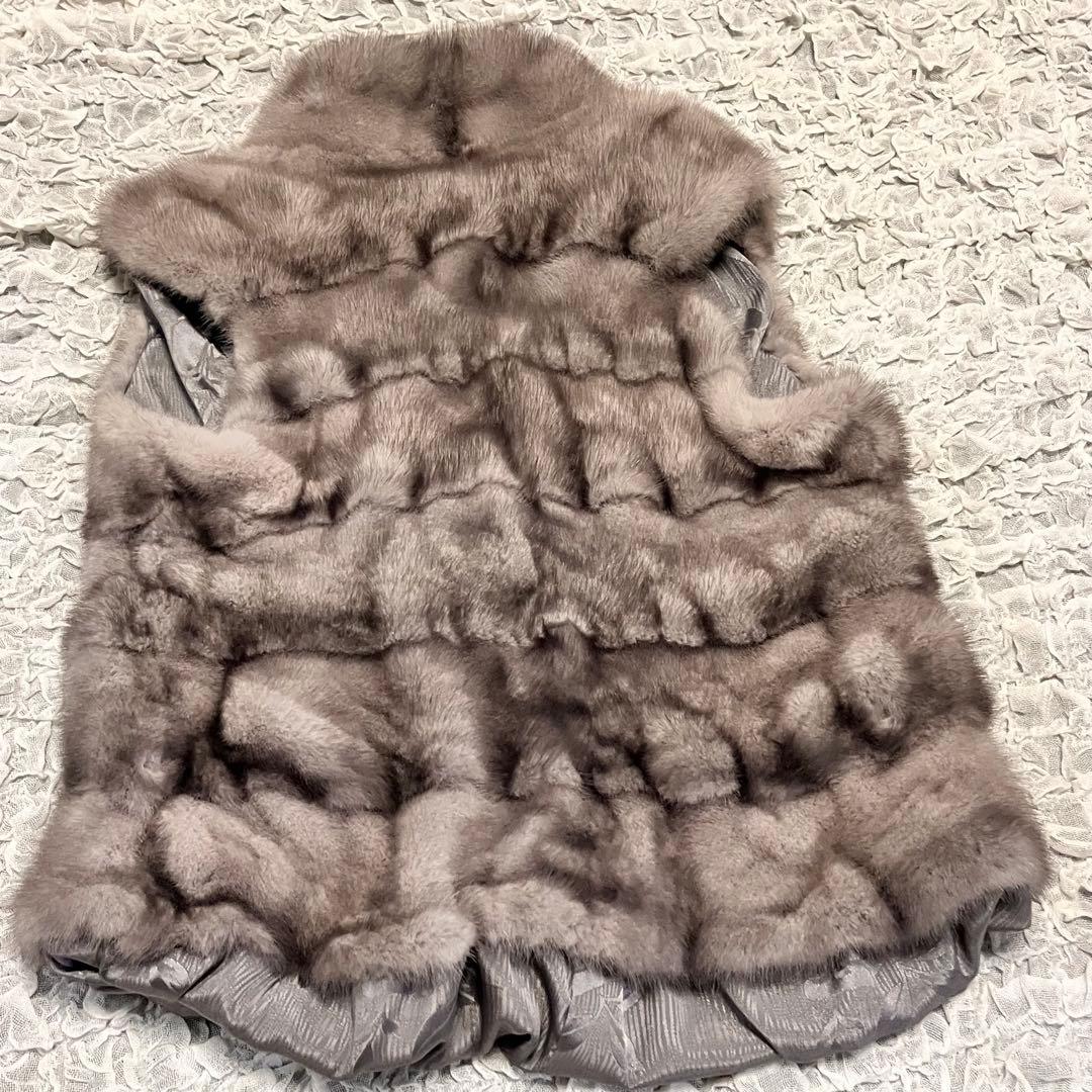 希少 ミンク100【VOGUE VIRILE】ベスト ジレ XL 毛皮 シルバー