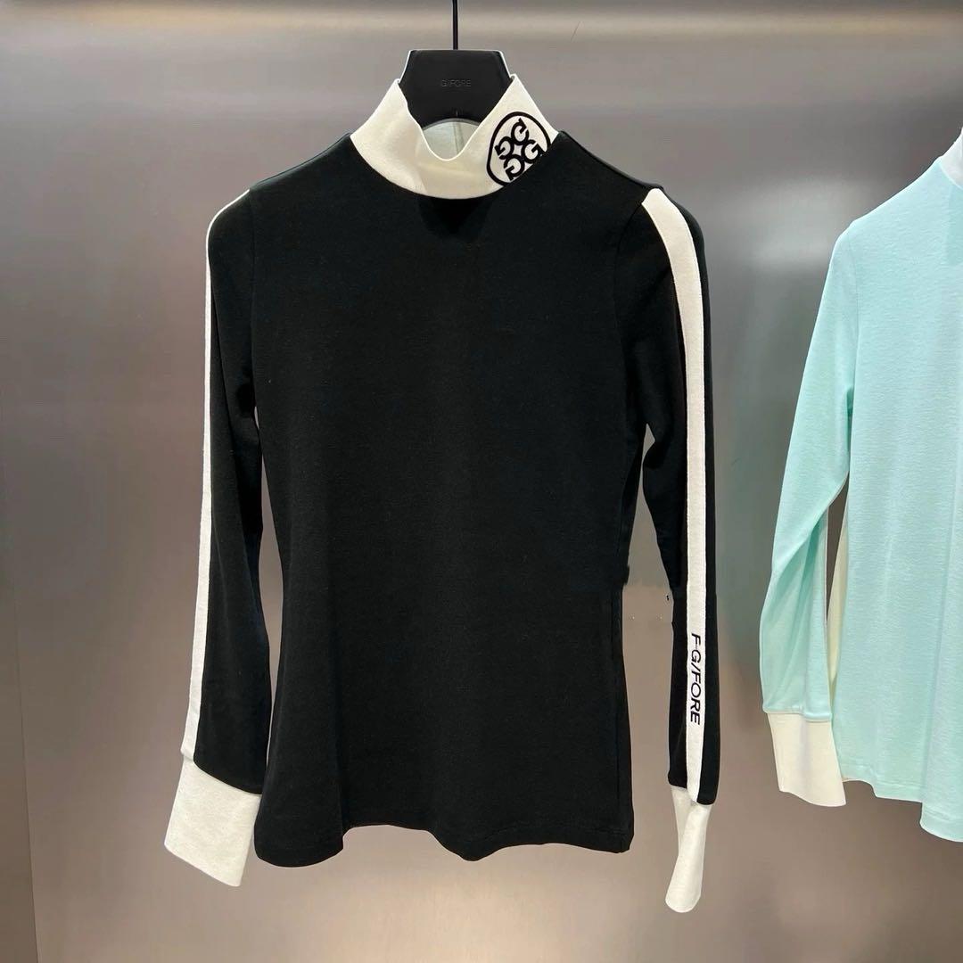 【S】G/FORE ジーフォア ゴルフ カットソー 起毛 モックネック長袖T 黒