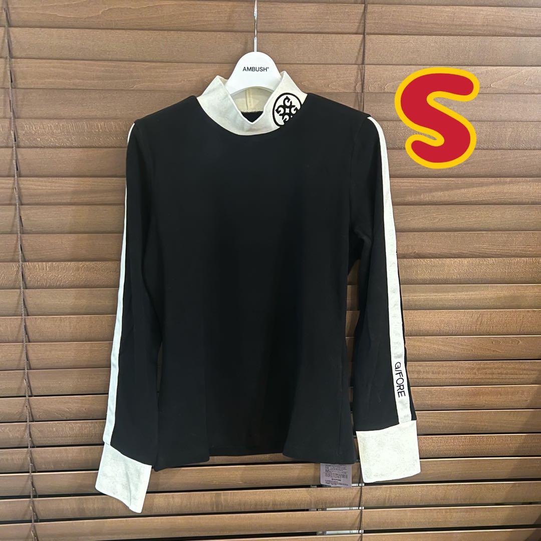 【S】G/FORE ジーフォア ゴルフ カットソー 起毛 モックネック長袖T 黒