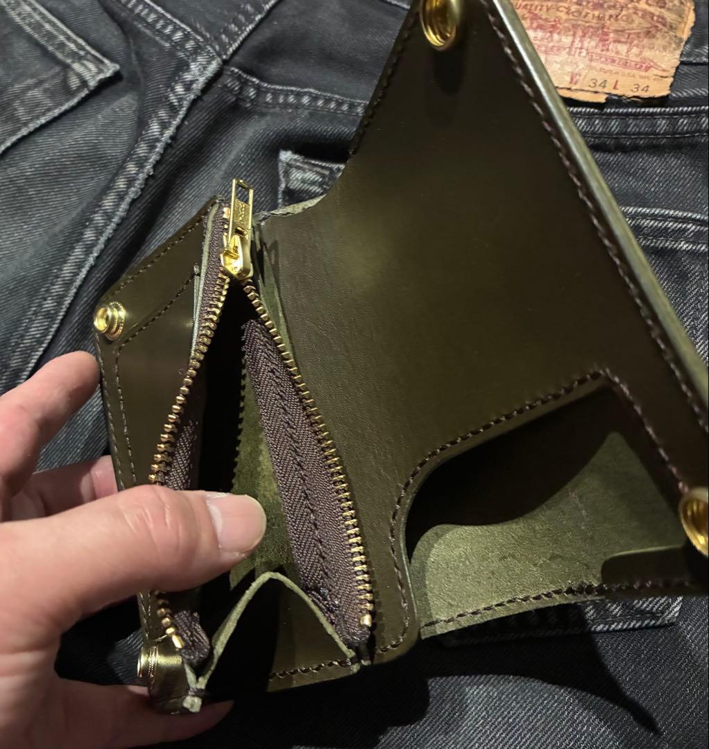 トラッカーウォレット　ミドル　ミリタリーカーキ　ブルガロ　※小判カン無料