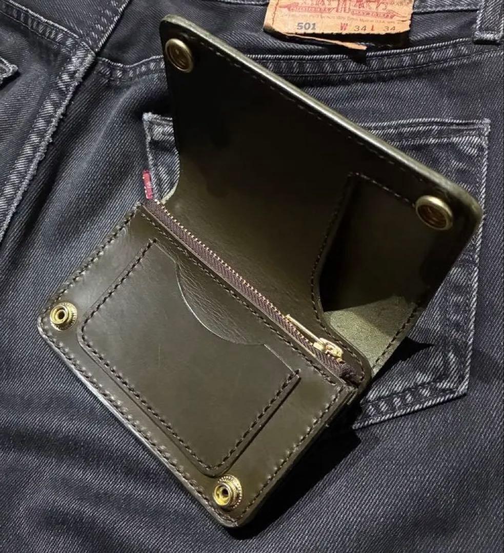 トラッカーウォレット　ミドル　ミリタリーカーキ　ブルガロ　※小判カン無料