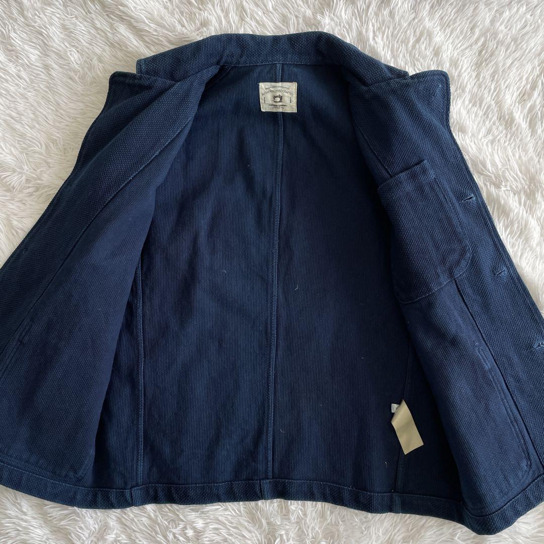 入手困難!!! 高級藍染 刺子 ジャケット ブルゾン ネイビー L コットン