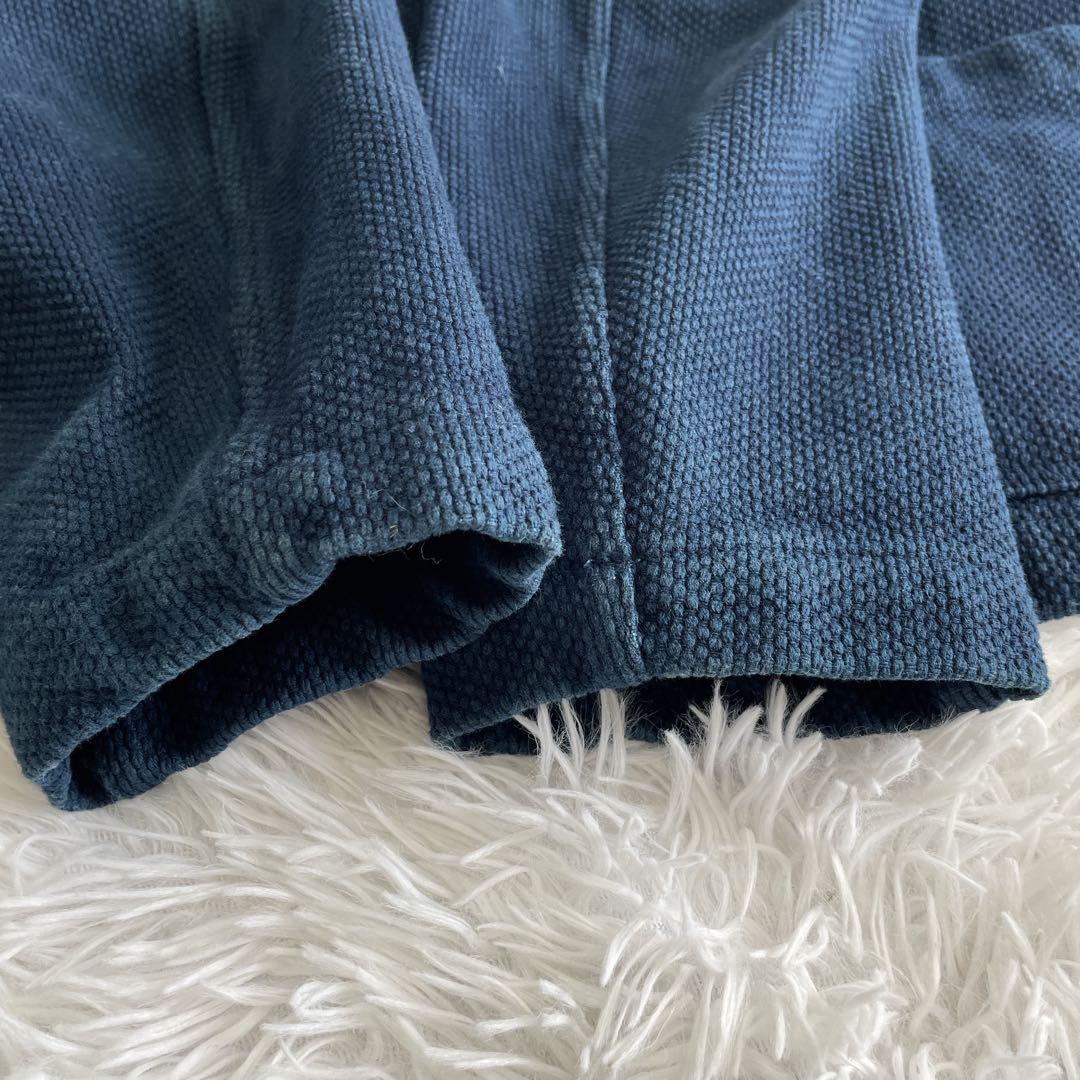 入手困難!!! 高級藍染 刺子 ジャケット ブルゾン ネイビー L コットン