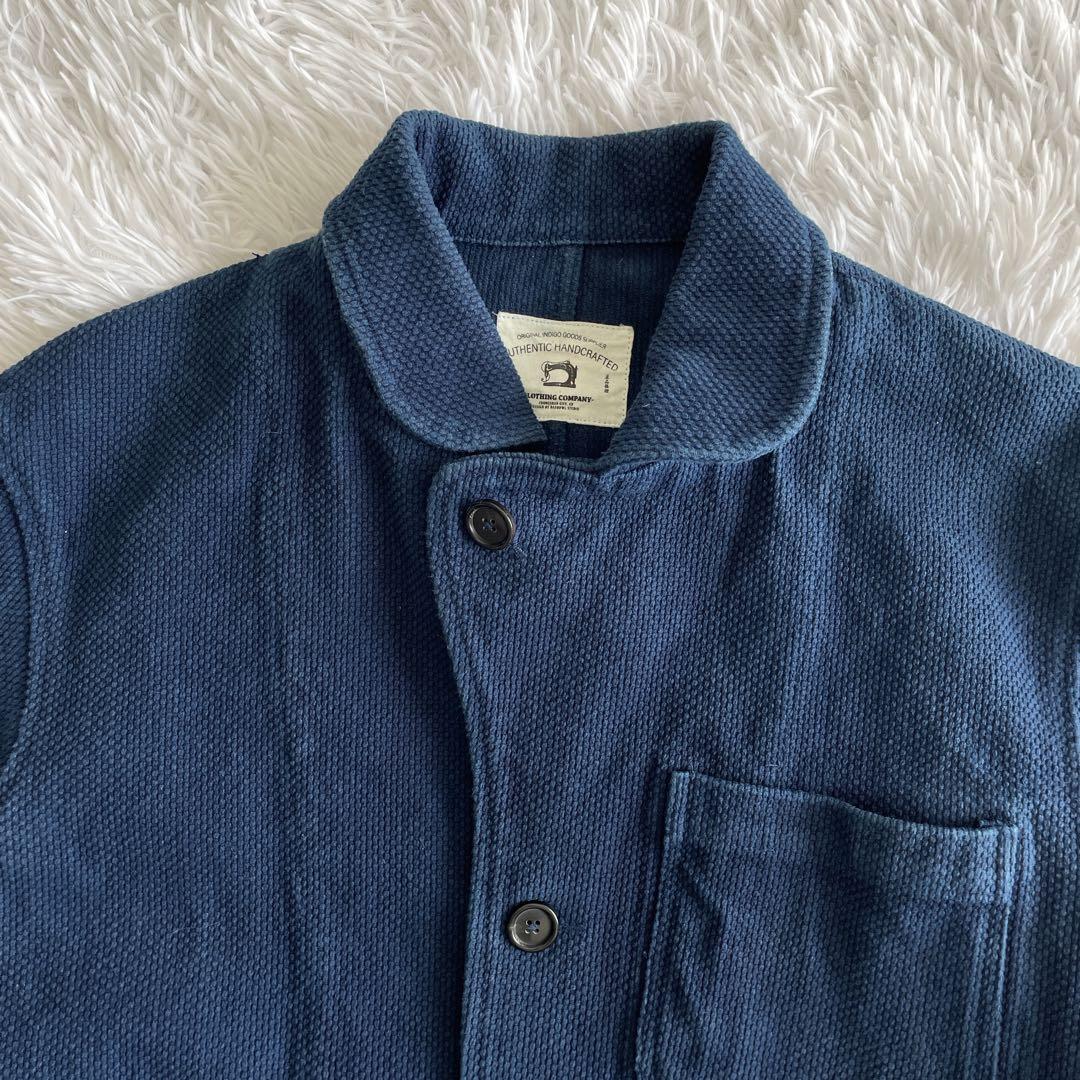 入手困難!!! 高級藍染 刺子 ジャケット ブルゾン ネイビー L コットン