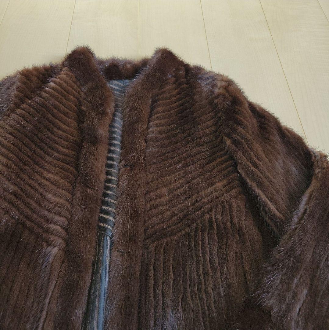 最高級ミンクファー★ノーカラージャケット ブラウン 毛皮