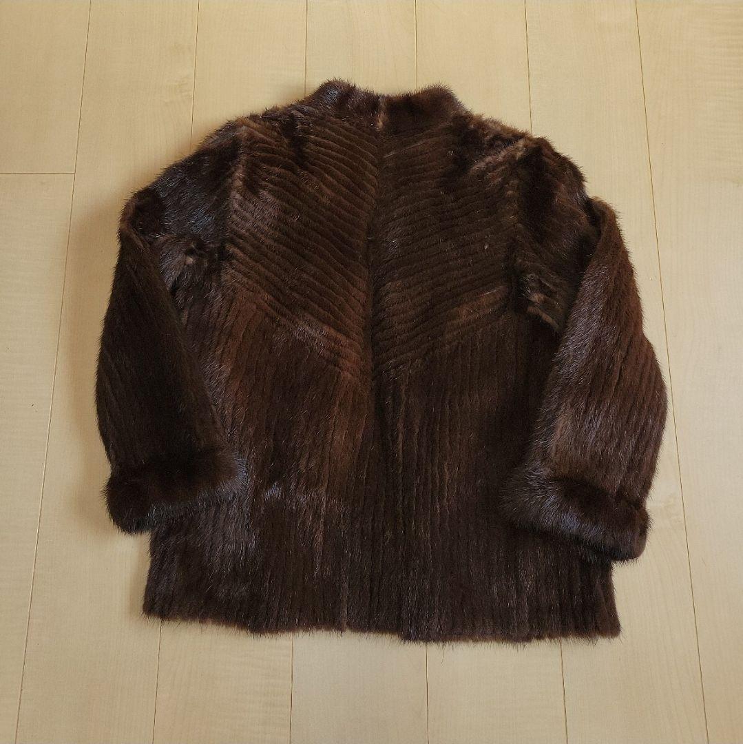 最高級ミンクファー★ノーカラージャケット ブラウン 毛皮