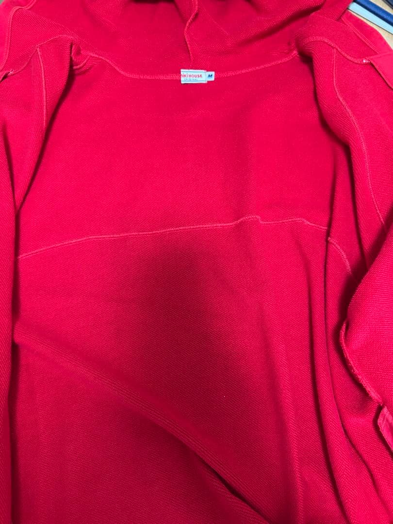 【新品/未使用】ミキハウス バックロゴ パーカー 赤 Mサイズ 日本製